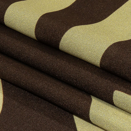 Italian Brown and Beige Oversized Leaves Silk Charmeuse