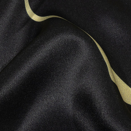 Italian Black and Beige Oversized Leaves Silk Charmeuse