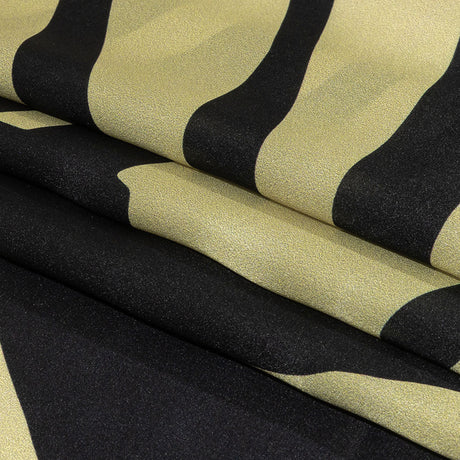 Italian Black and Beige Oversized Leaves Silk Charmeuse