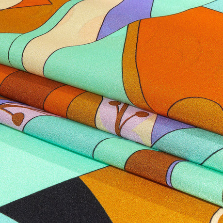 Italian Brown, Orange and Seafoam Leafy Abstract Silk Charmeuse