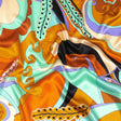 Italian Brown, Orange and Seafoam Leafy Abstract Silk Charmeuse