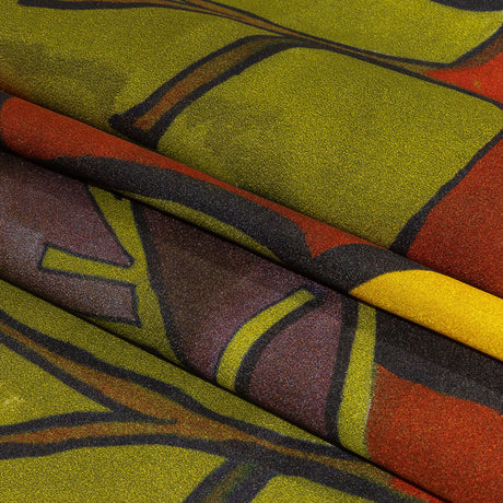 Italian Brown, Yellow and Olive Zebras and Flowers Silk Charmeuse