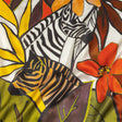 Italian Brown, Yellow and Olive Zebras and Flowers Silk Charmeuse