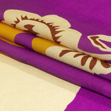 Italian Purple, Gold and Beige Ornamental Floral Silk Charmeuse