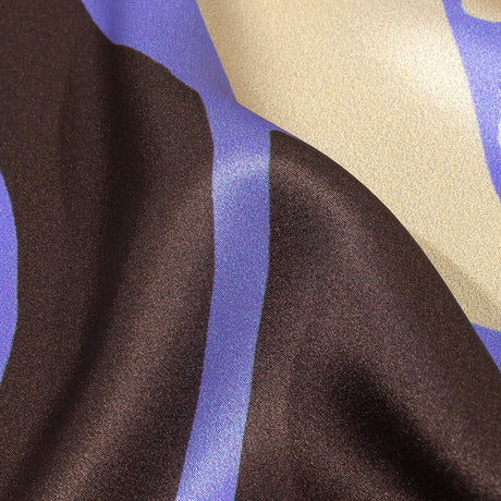 Italian Brown, Blue and Green Abstracted Floral Silk Charmeuse