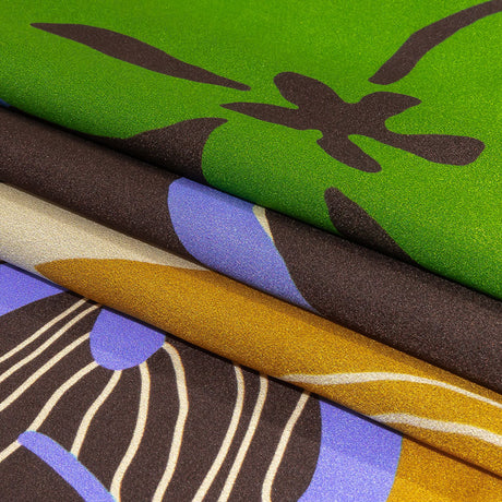 Italian Brown, Blue and Green Abstracted Floral Silk Charmeuse