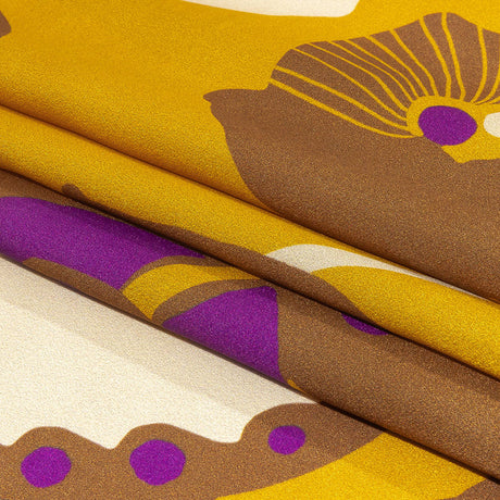 Italian Gold, Green and Purple Abstracted Floral Silk Charmeuse