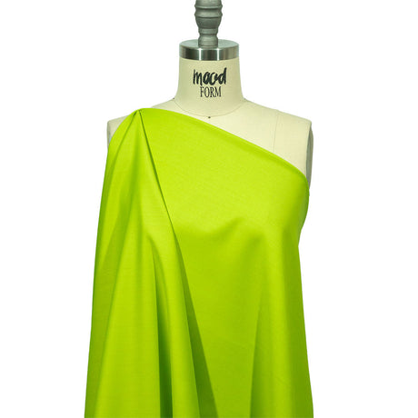 Italian Neon Lime Double Face Stretch Super 150 Virgin Wool Twill Suiting