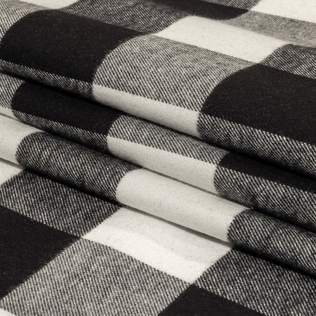 Balenciaga Italian Black and White Alyssum Buffalo Check Brushed Cotton Twill Flannel