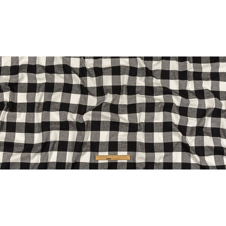 Balenciaga Italian Black and White Alyssum Buffalo Check Brushed Cotton Twill Flannel