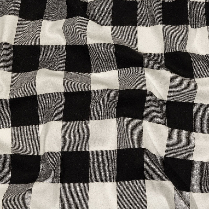 Balenciaga Italian Black and White Alyssum Buffalo Check Brushed Cotton Twill Flannel
