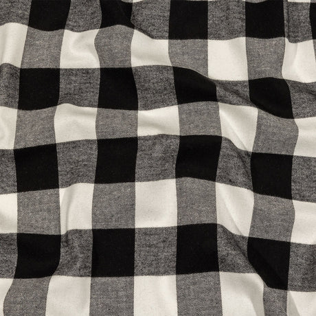 Balenciaga Italian Black and White Alyssum Buffalo Check Brushed Cotton Twill Flannel