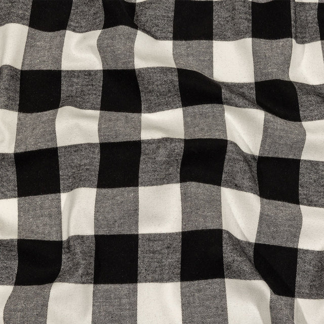 Balenciaga Italian Black and White Alyssum Buffalo Check Brushed Cotton Twill Flannel