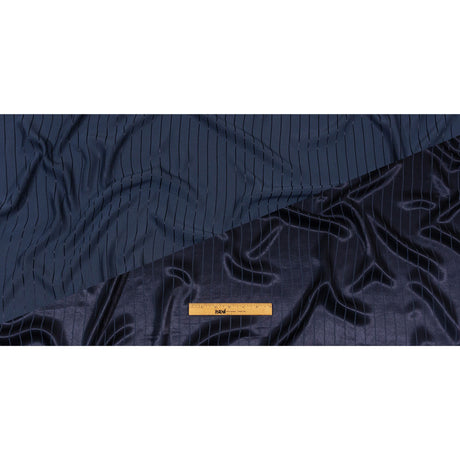 Balenciaga Italian Peacoat Tonal Satin Like Stripes Acetate and Viscose Jacquard