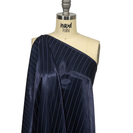Balenciaga Italian Peacoat Tonal Satin Like Stripes Acetate and Viscose Jacquard