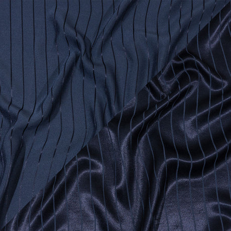 Balenciaga Italian Peacoat Tonal Satin Like Stripes Acetate and Viscose Jacquard