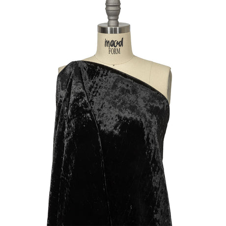 Balenciaga Italian Black Alligator Embossed Rayon and Polyester Crushed Velvet