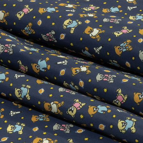 Balenciaga Italian Blue and Tan Teddy Bears in Space Lightweight Nylon Woven