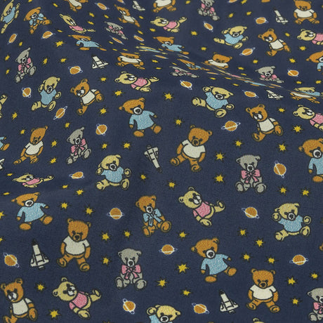 Balenciaga Italian Blue and Tan Teddy Bears in Space Lightweight Nylon Woven