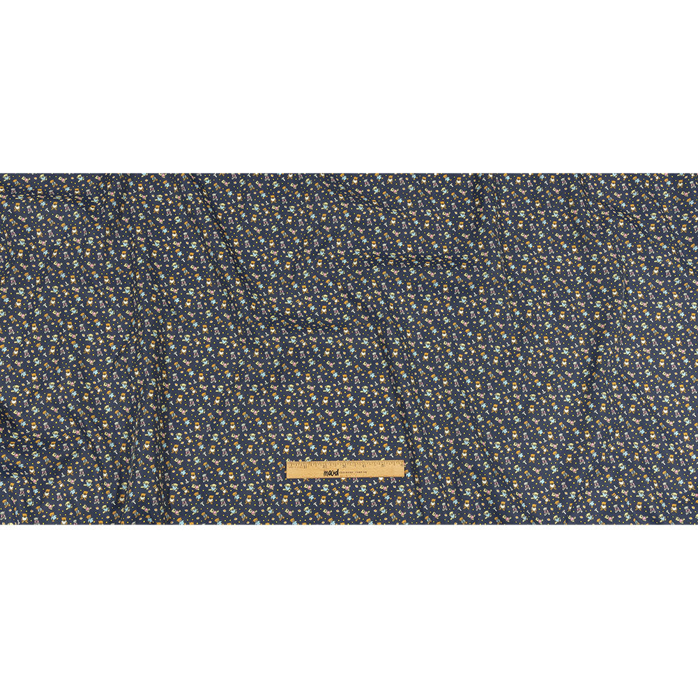 Balenciaga Italian Blue and Tan Teddy Bears in Space Lightweight Nylon Woven