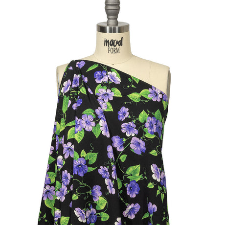 Balenciaga Italian Purple, Vibrant Green and Black Violets Virgin Wool Twill