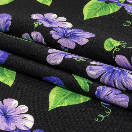 Balenciaga Italian Purple, Vibrant Green and Black Violets Virgin Wool Twill