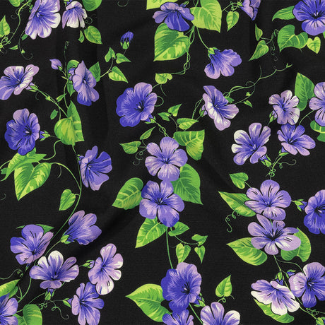 Balenciaga Italian Purple, Vibrant Green and Black Violets Virgin Wool Twill