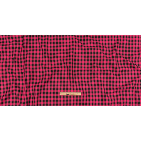 Balenciaga Italian Pink and Meteorite Gingham Check Polyester Twill
