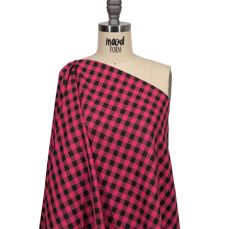 Balenciaga Italian Pink and Meteorite Gingham Check Polyester Twill