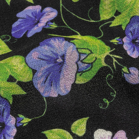Balenciaga Italian Purple, Vibrant Green and Black Violets Wool Crepe