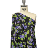 Balenciaga Italian Purple, Vibrant Green and Black Violets Wool Crepe