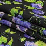 Balenciaga Italian Purple, Vibrant Green and Black Violets Wool Crepe