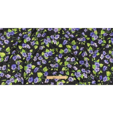 Balenciaga Italian Purple, Vibrant Green and Black Violets Wool Crepe