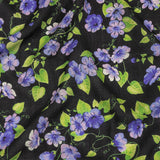 Balenciaga Italian Purple, Vibrant Green and Black Violets Wool Crepe