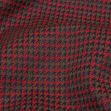 Balenciaga Italian Red, Navy and Brown Checked Stretch Nylon and Viscose Jacquard Knit