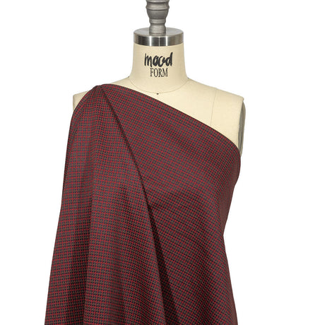 Balenciaga Italian Red, Navy and Brown Checked Stretch Nylon and Viscose Jacquard Knit