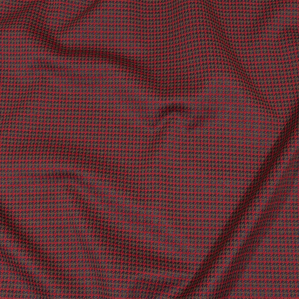 Balenciaga Italian Red, Navy and Brown Checked Stretch Nylon and Viscose Jacquard Knit