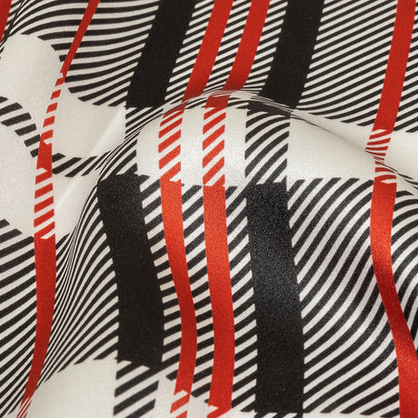 Balenciaga Italian Red, Black and White Plaid Silk Charmeuse