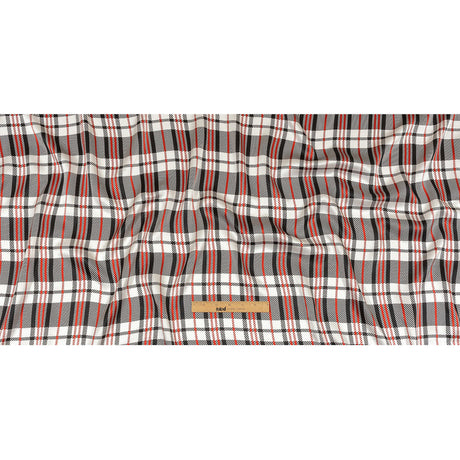 Balenciaga Italian Red, Black and White Plaid Silk Charmeuse