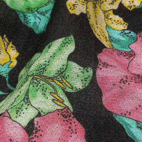 Balenciaga Italian Pink, Yellow and Lime Floral Wool Crepe