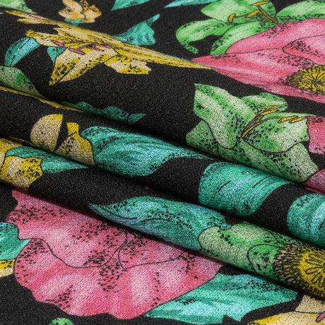 Balenciaga Italian Pink, Yellow and Lime Floral Wool Crepe