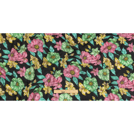 Balenciaga Italian Pink, Yellow and Lime Floral Wool Crepe