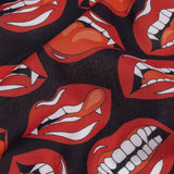 Mercerized Organic Egyptian Cotton Voile - Red and Black Vampire Lips - Toulouse Collection