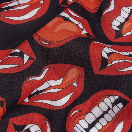 Mercerized Organic Egyptian Cotton Voile - Red and Black Vampire Lips - Toulouse Collection