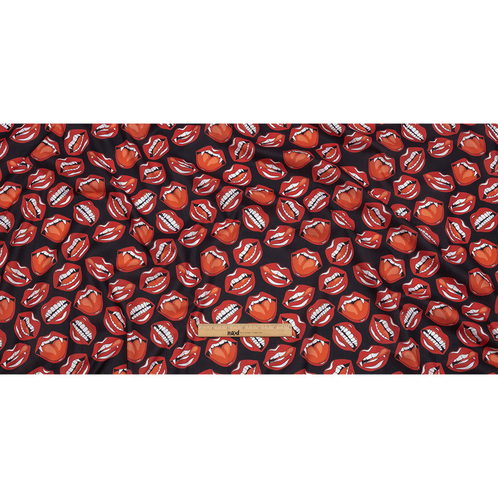 Mercerized Organic Egyptian Cotton Voile - Red and Black Vampire Lips - Toulouse Collection