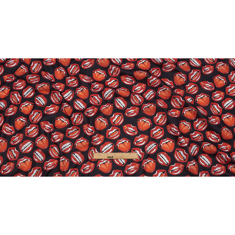 Mercerized Organic Egyptian Cotton Voile - Red and Black Vampire Lips - Toulouse Collection