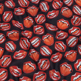 Mercerized Organic Egyptian Cotton Voile - Red and Black Vampire Lips - Toulouse Collection