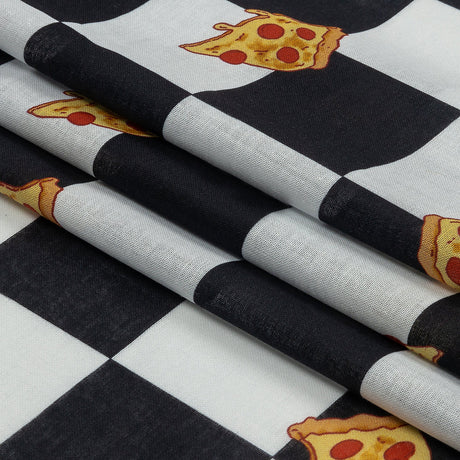Mercerized Organic Egyptian Cotton Voile - Black, White and Yellow Pizza Check - Toulouse Collection
