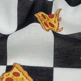 Mercerized Organic Egyptian Cotton Voile - Black, White and Yellow Pizza Check - Toulouse Collection