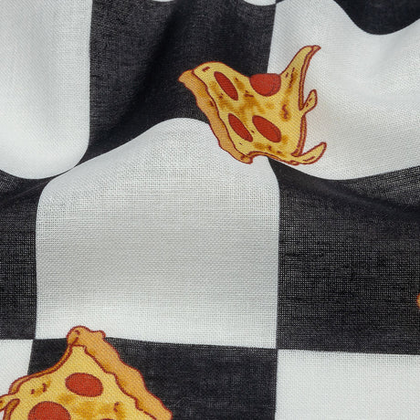 Mercerized Organic Egyptian Cotton Voile - Black, White and Yellow Pizza Check - Toulouse Collection